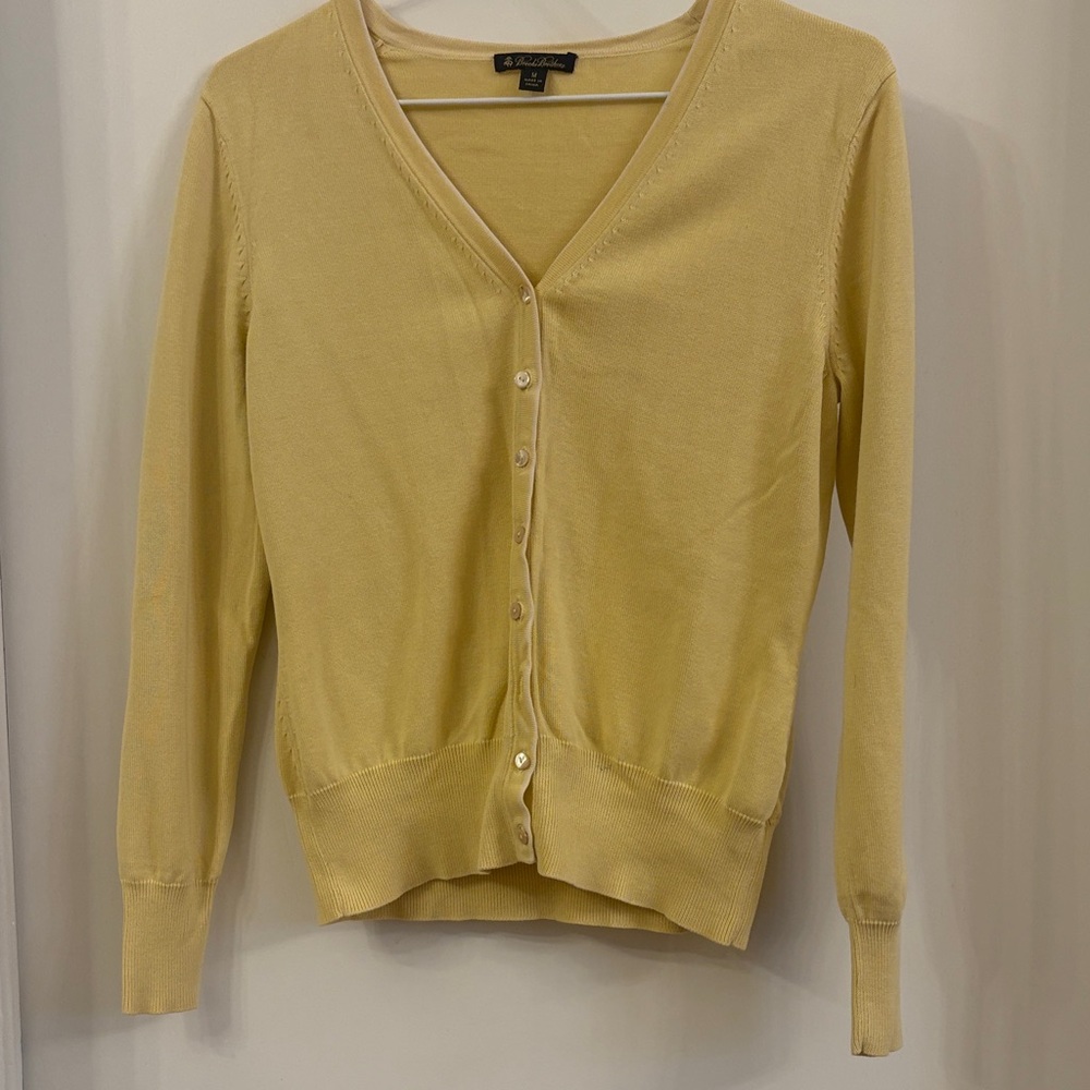 Brooks Brothers Yellow V-Neck Button Cardigan